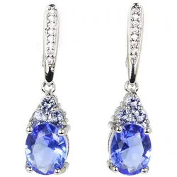 Buy 4 Get 1 Free Lovely 5.7g Violet Tanzanite Aquamarine Pink Morganite London Blue Topaz CZ Silver Earrings