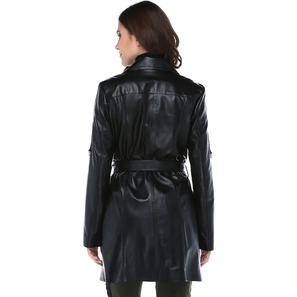 Woman Leather Jacket Genuine 2020 Fashion Sheep Motorcycle Coat Female Trenchcoat %100 Natural Stylish Lampskin  YB-060