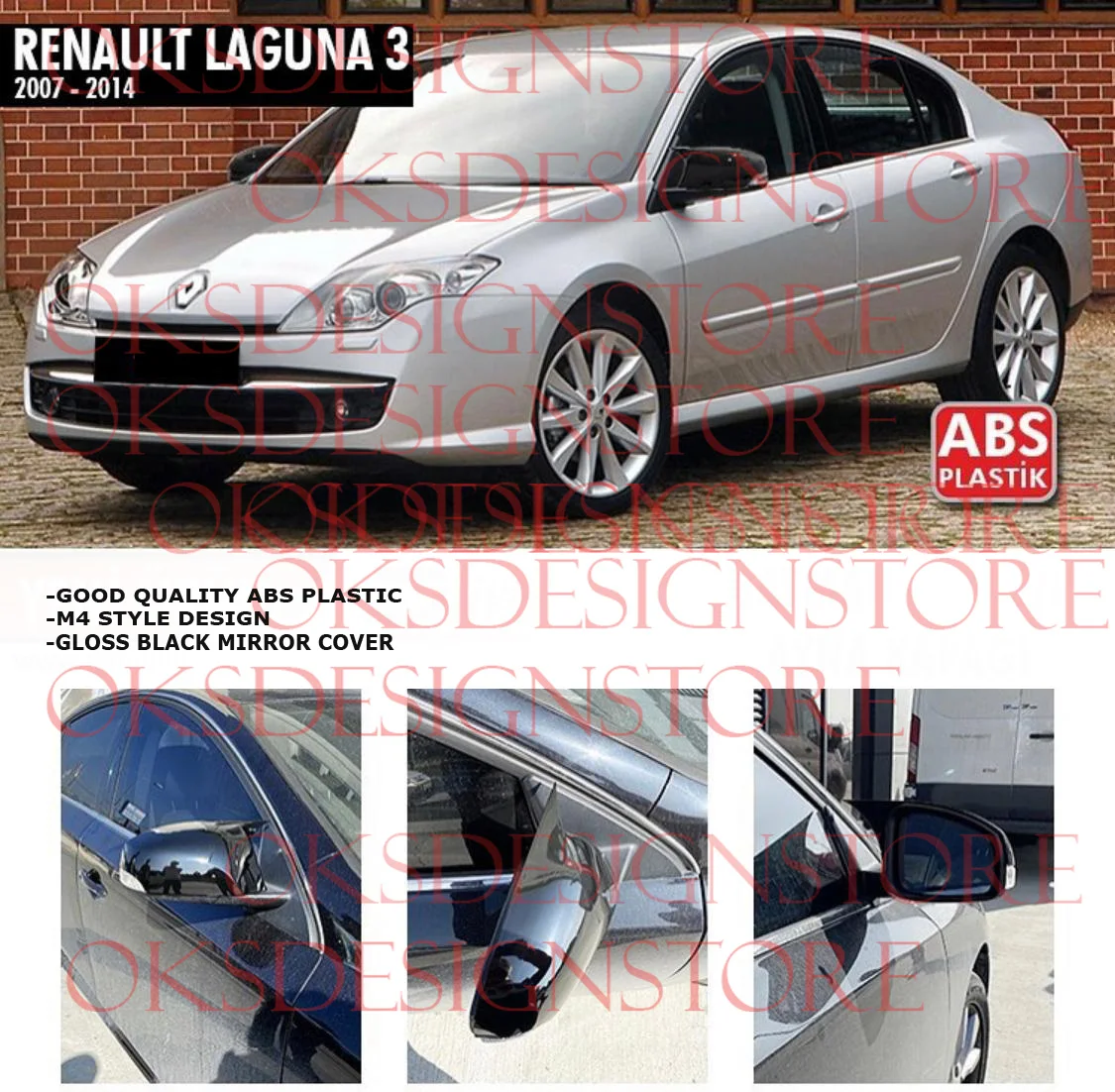 

For RENAULT LAGUNA 3 2007 2014 GLOSS BLACK MIRROR COVER easy assembly special Part sline