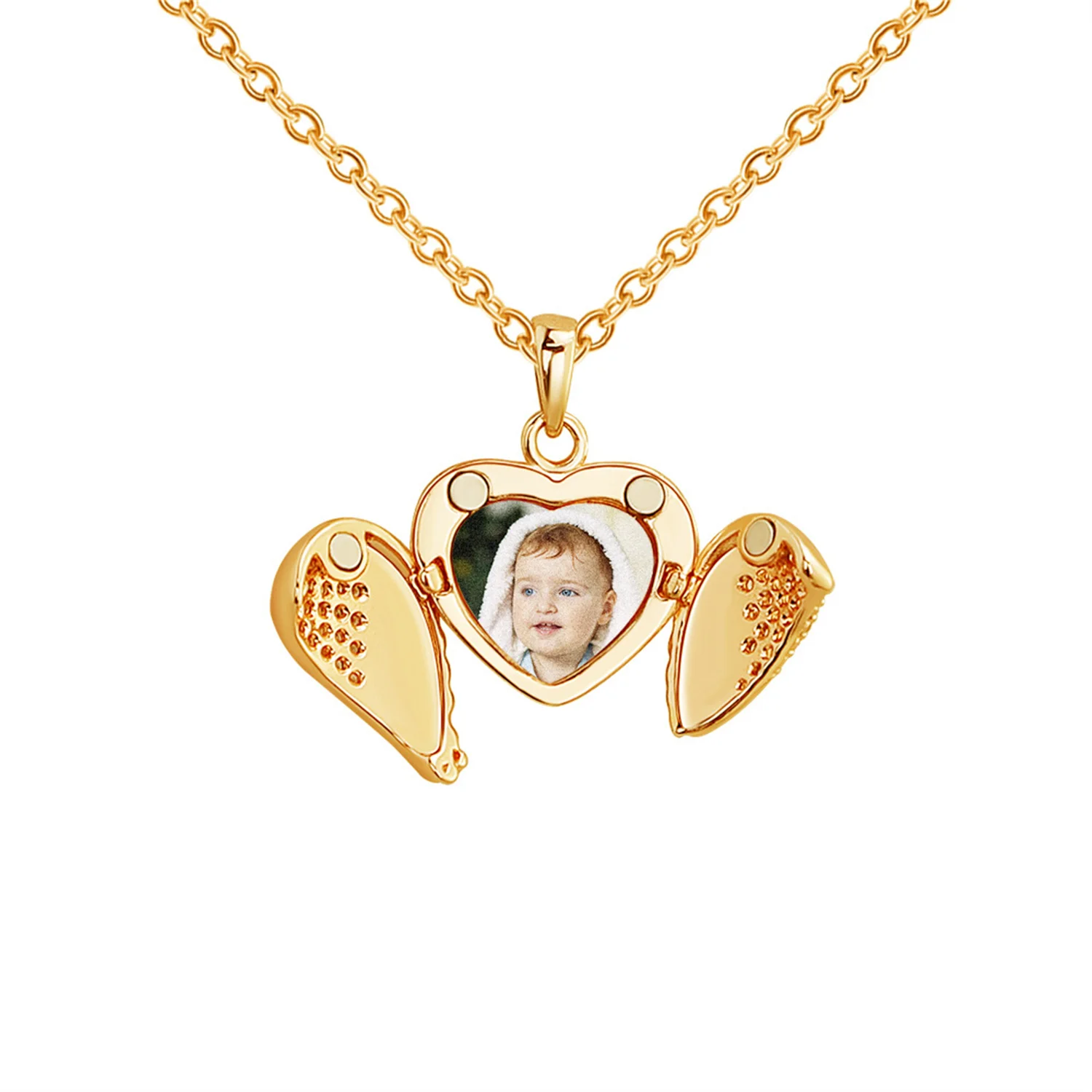 

Custom Diamond Heart Photo Necklace Personalized Frame Padlock Charm Opened Pendant Jewelry Gift For Women Mother's Day Gift