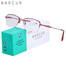 BARCUR Titanium Women Reading Glasses Progressive Multifcous Computer Anti Blue Light Blocking Glasses Eyeglasses For Female