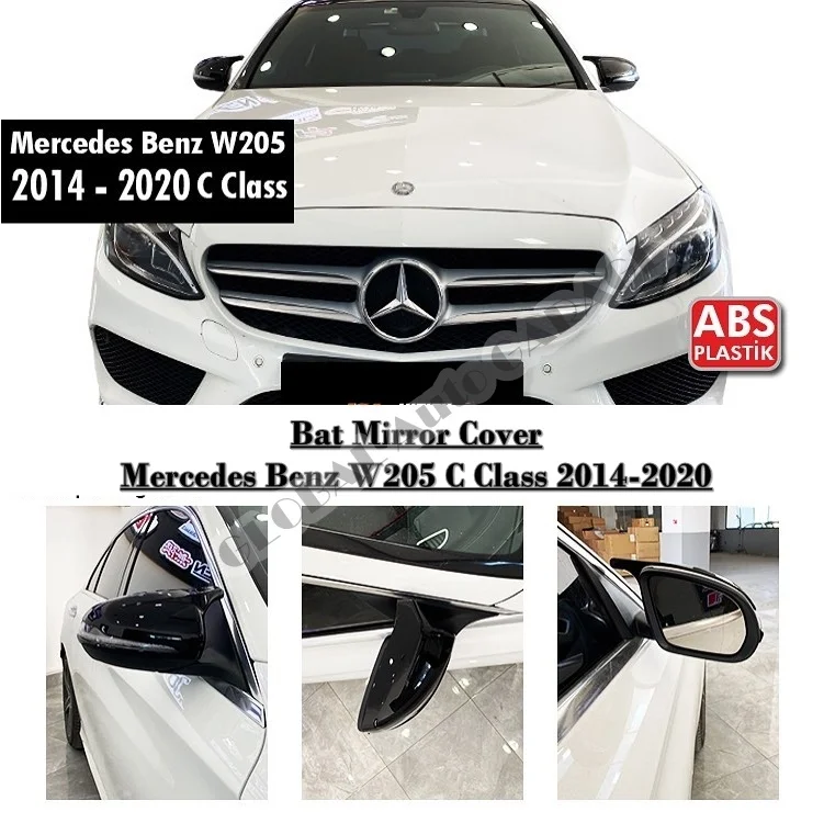 For MERCEDES BENZ W205 Bat Mirror Cover 2014-2020 Glossy Piano Black 2 Pieces Wing Car Styling Auto Accessory Universal Spoiler