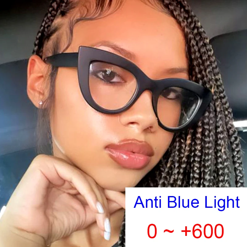 Sexy Female Reading Glasses Computer Transparent Optical Hyperopia Eyeglasses Women Anti Blue Light Vntage Black Cat Eye Glasses