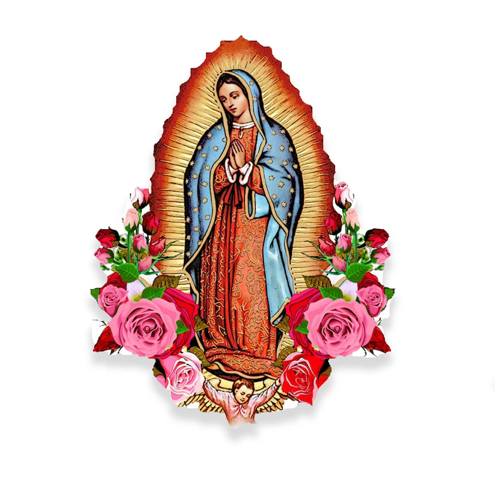 Christian Large Size Santa Maria De Guadalupe Virgin Mary Iron on Patches for Shirts Bags Harajuku Icon Embriodery Patches