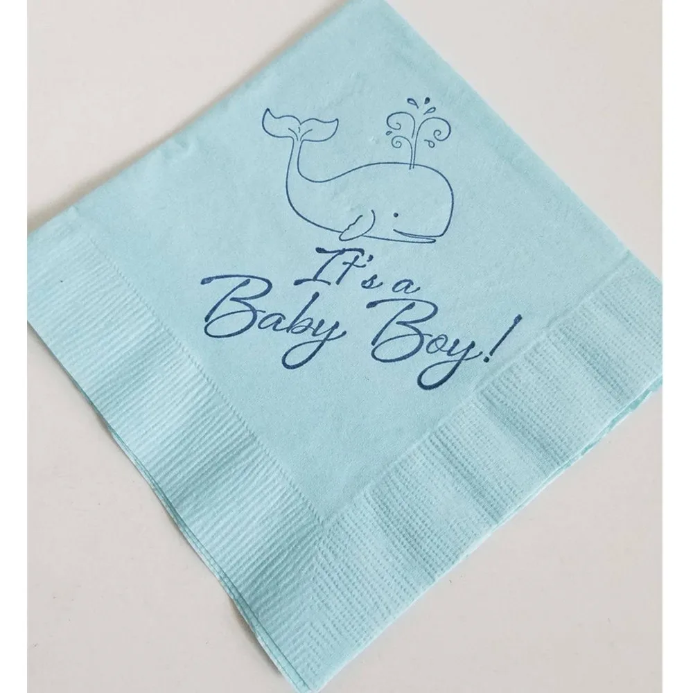 

Custom Its a Baby Boy Any Text Baby shower Baptism bride/Groom Wedding Napkins bridesmaid Time and date ，Friendship