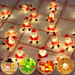 2m 20led papai noel boneco de neve led string luzes de fadas guirlanda decorações de natal para casa bateria alimentado iluminação do feriado