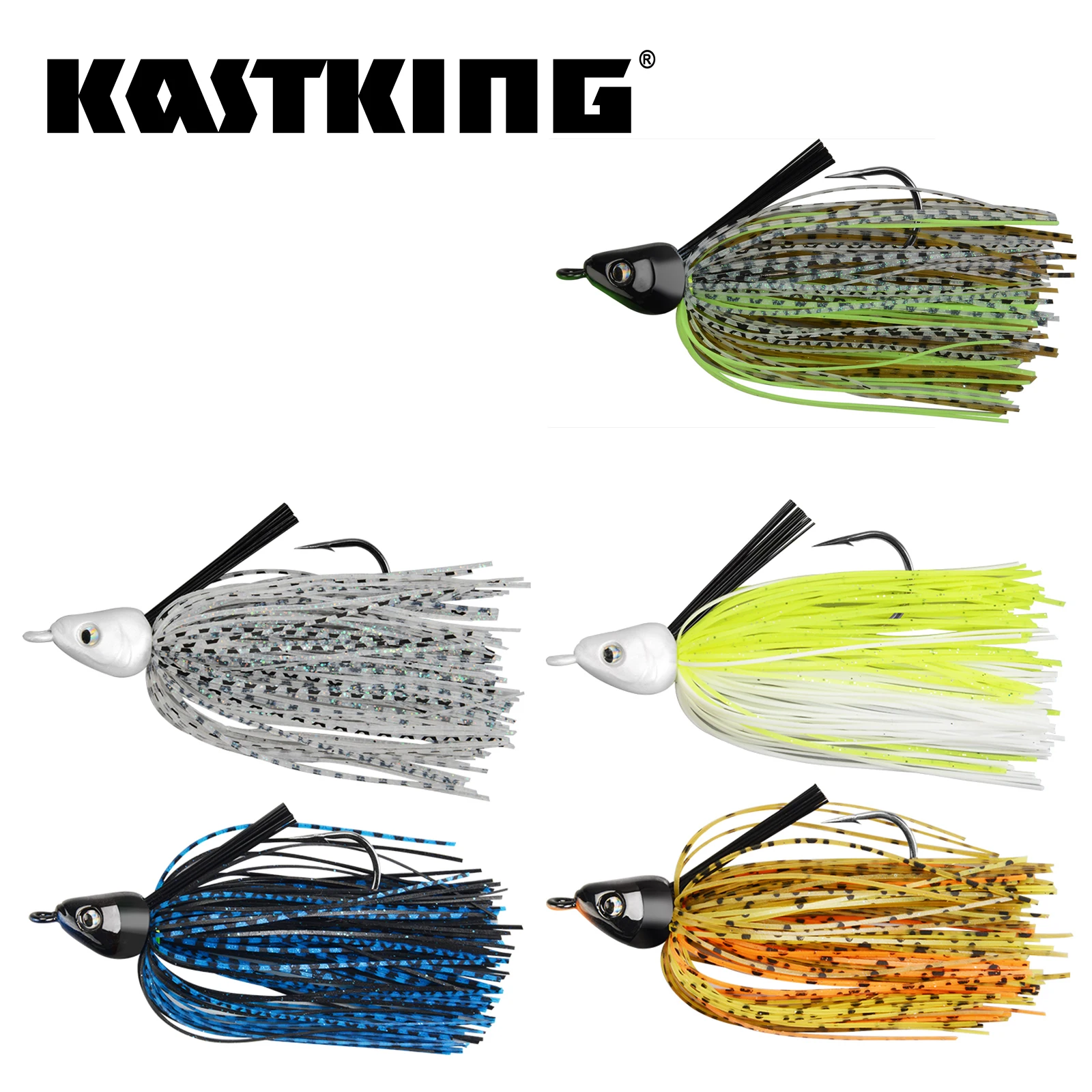 KastKing Swim Jigs Kits Fishing Lure Bait Set 3/5 Pack 14g 10.6g Multi-Color Silicone Skirts  for Muddy Water Clear Water