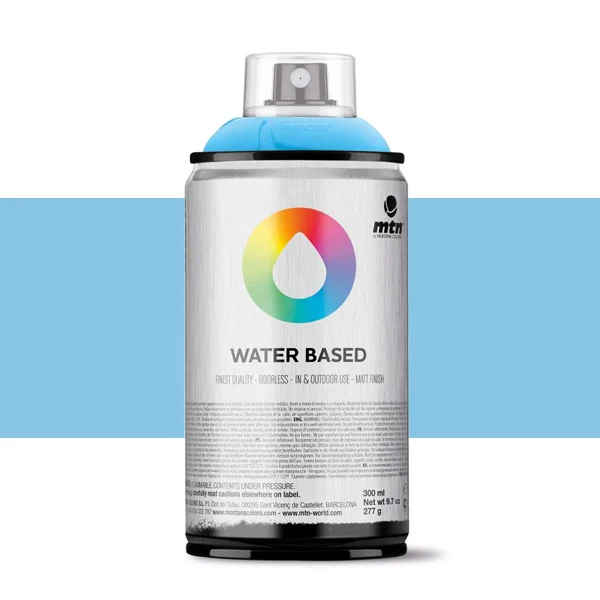 Spray paint brand MTN Water Based Color Cobalt Blue Pale 300 ml Montana low pressure Little Ideal smell interior