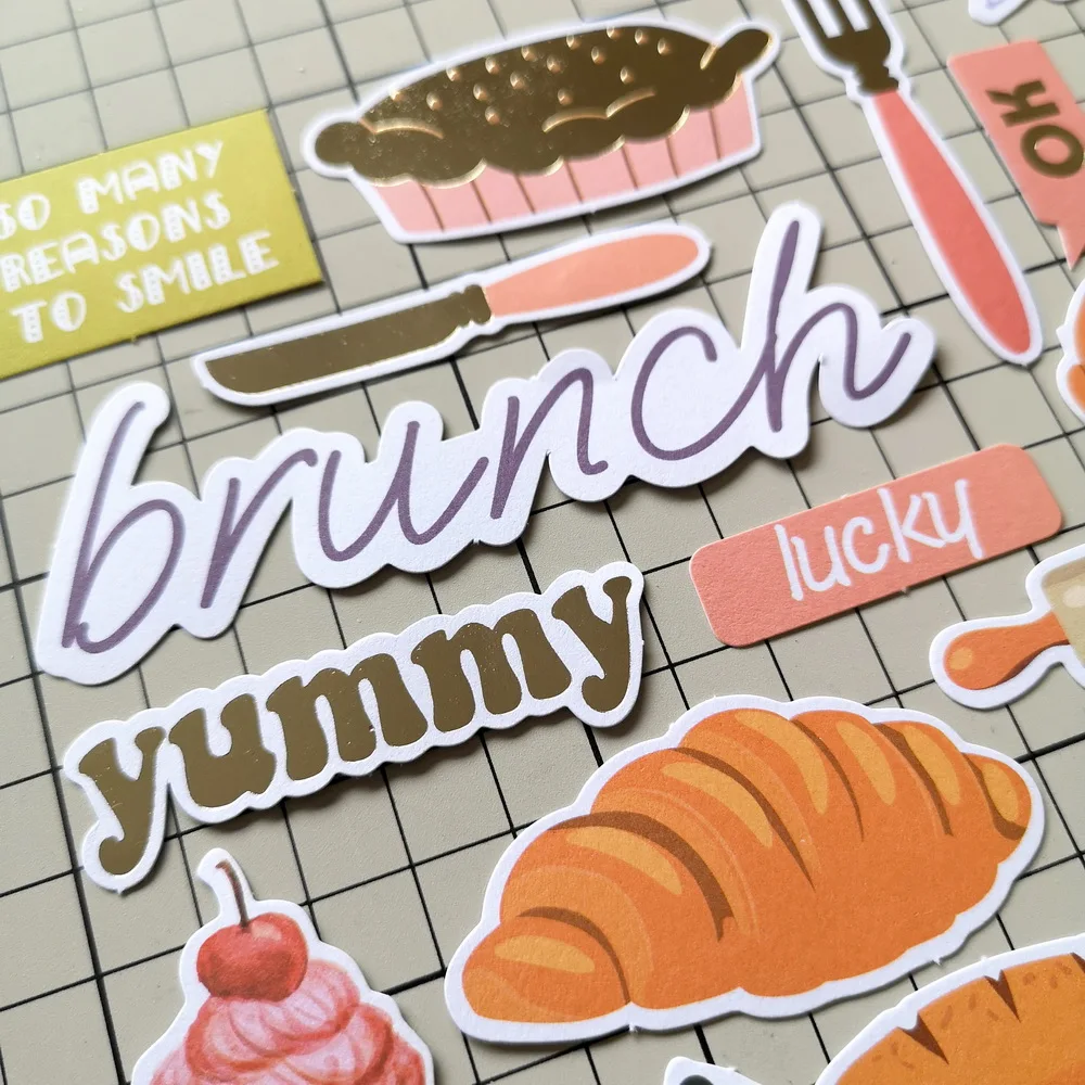 Creative Path 170 Stück Brunch Scrapbooking Stanzformen Karamellfarbene Brot- und Kuchen-Papierstanzformen Ephemera-Verzierungen für Journaling – Detail 9