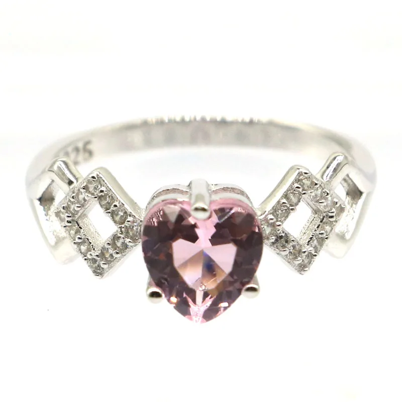 Buy 4 Get 1 Free 8x8mm Infinity Lovely Heart 2.1g kunzite London Violet Tanzanite Real 925 Solid Sterling Silver Rings Wholesale