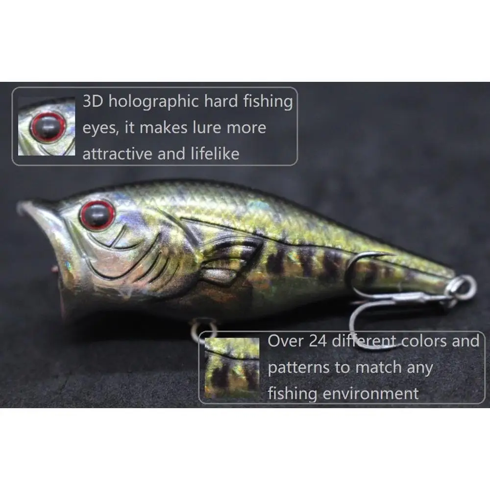 wLure Walking Popper Fishing Lures 6cm 10.5g Zigzag Water Splash Fresh Water Bass Lure Lifelike Colors HT626