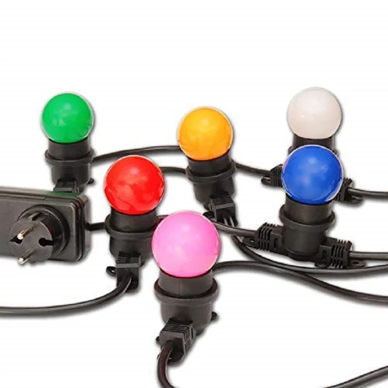 IGHTS4FUN GUIRNALDA LUMINOSA DE 18 BOMBILLAS CON LED MULTICOLOR EN CABLE VERDE PARA INTERIORES Y EXTERIORES 10.3 METROS