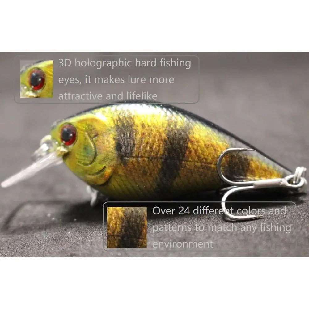wLure Crankbait Fishing Lure 7cm 10g Small Square Bill 1.5 Model Wide Wobbler Slow Floating RealLife Painting Upgrade Hooks HC15