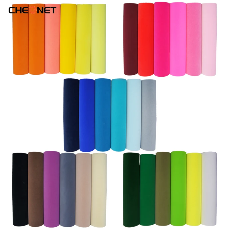 25cmX100cm Flock Heat Transfer Vinyl Assorted Colors Iron On HTV For T-Shirt With Or Heat Press DIY