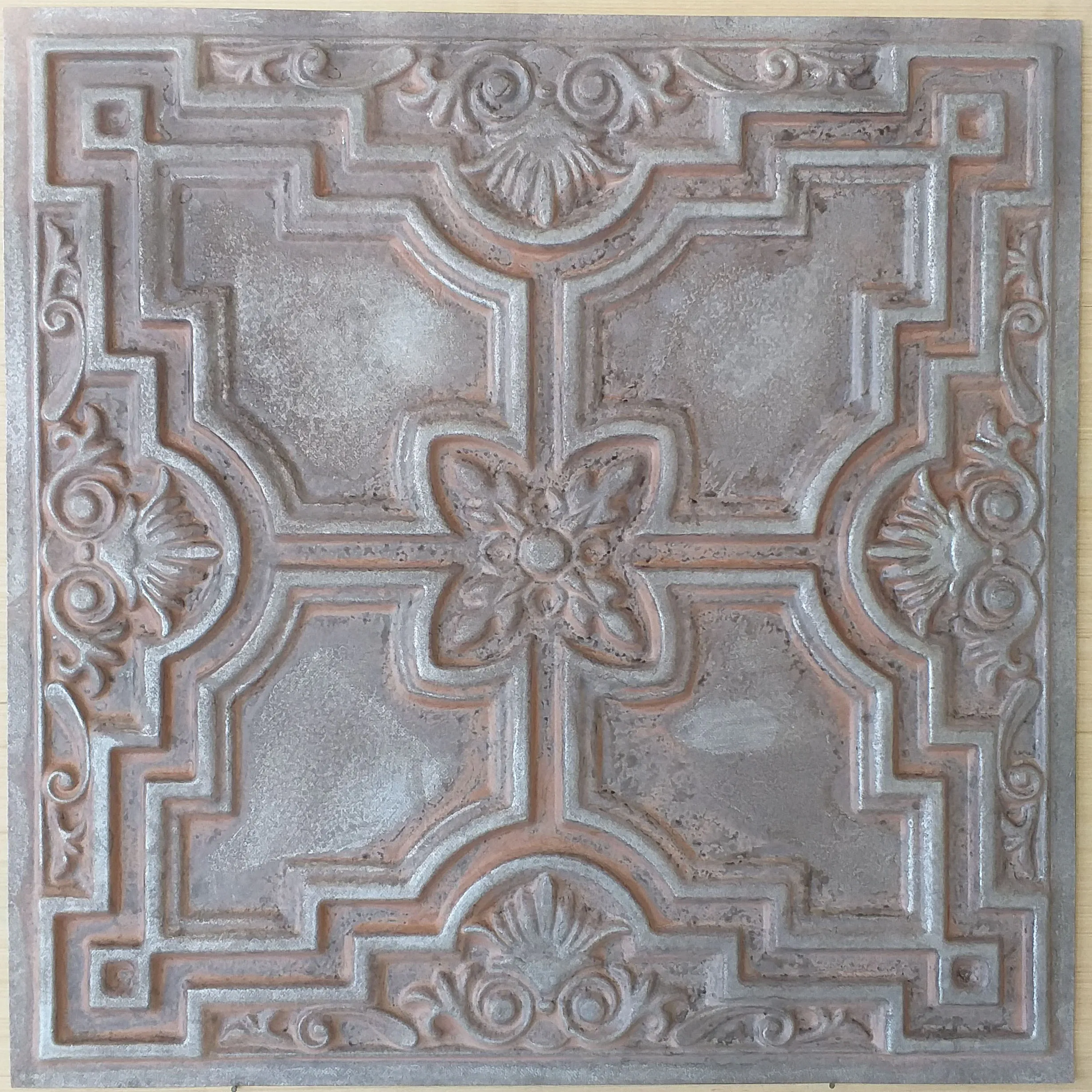 Faux tin Ceiling tiles weathering iron cafe pub well ceiling panels PL16