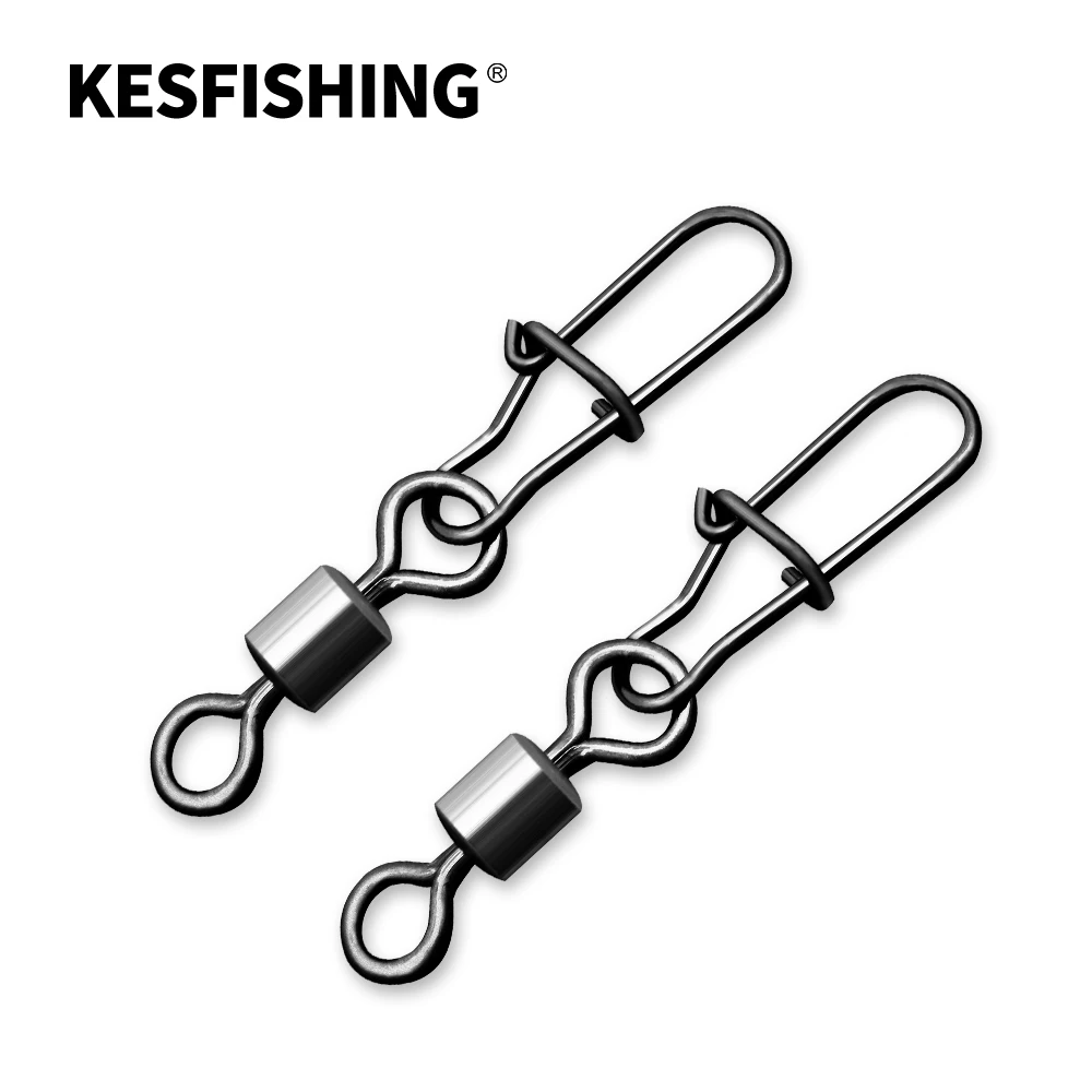 

KESFISHING 20pcs Fishing Connector Pin Bearing Rolling Swivel Snap Fishhook Lure Tackle Pesca Fishing Accessories