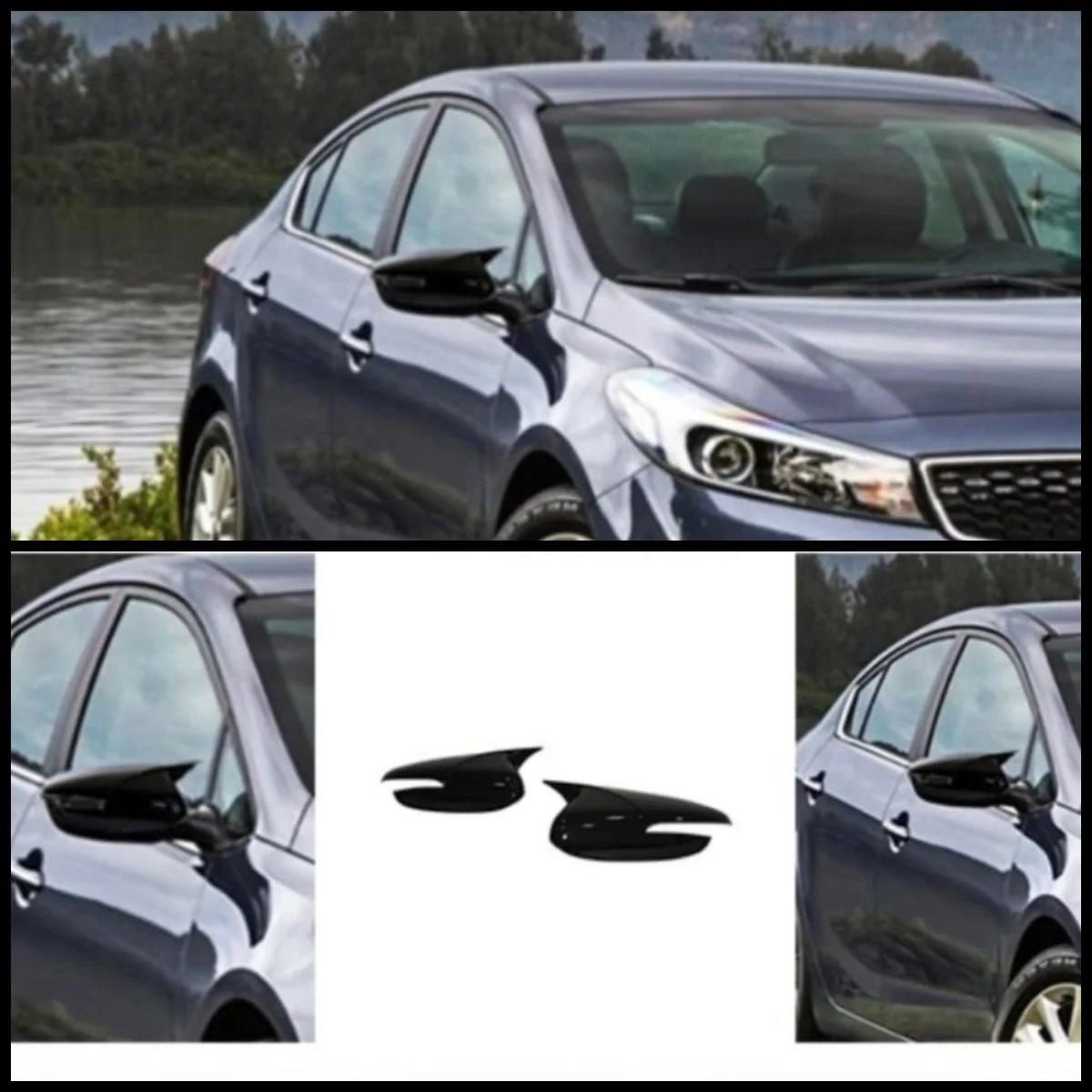 

2 Pieces High Quality ABS Plastic Bat Style Mirror Covers Caps RearView Mirror Case Cover Piano Black For Kia Cerato 2016-2019