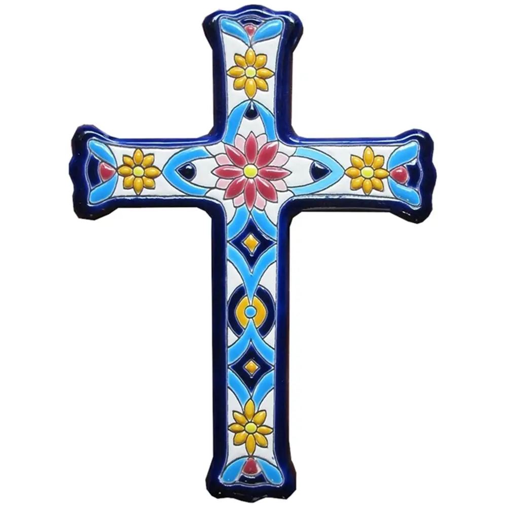 Ceramic cross 21cm/8,3 inch - Ceramic glazed up handmade - Made in Spain - Spanish - Seville - MIJASCERAMIC crafts -