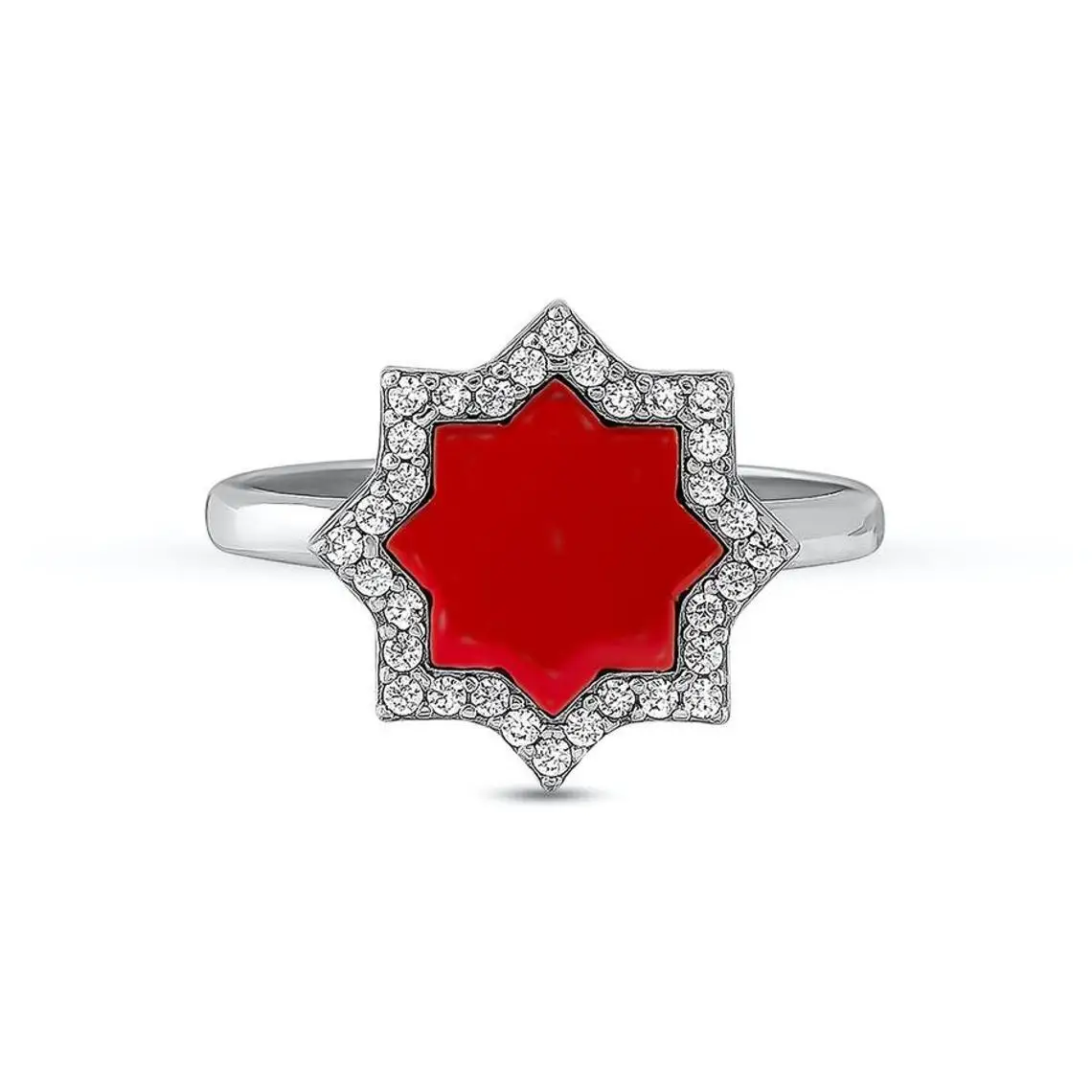 

Star Model Women Ring, Silver Red Stone Women Ring, 925 Sterling Silver, Women Turkish Jewelry, Wedding Engagement ValentineGift