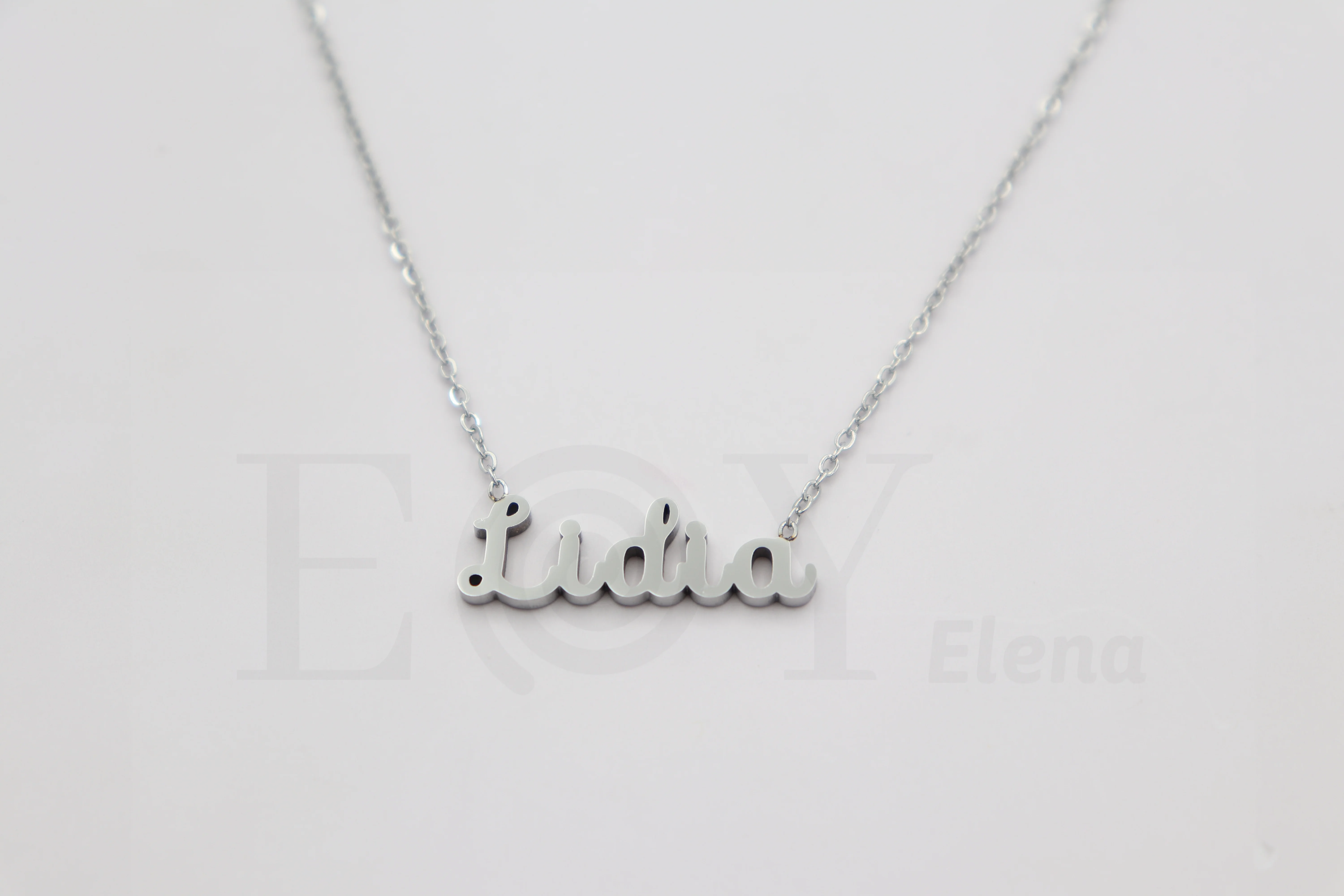 Collar De Acero Inox Con Nombre De Lidia Color Plata Alta Calidad Envió Desde España