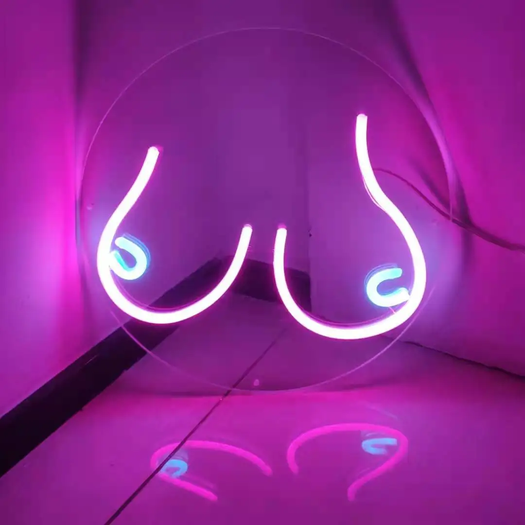 Custom Neon Sign Woman Bust LED Neon Light Wall Art Pink Boobs Neon Effect Sign Decor Party Roompartment Home  Decor Wall Decor