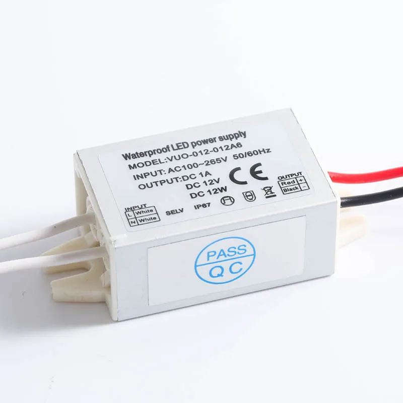 Slim Mini LED Driver Adapter AC100-240V to DC 12V  IP67 12W 20W 30W Outdoor Strip Light Transformer Switching Power Supply