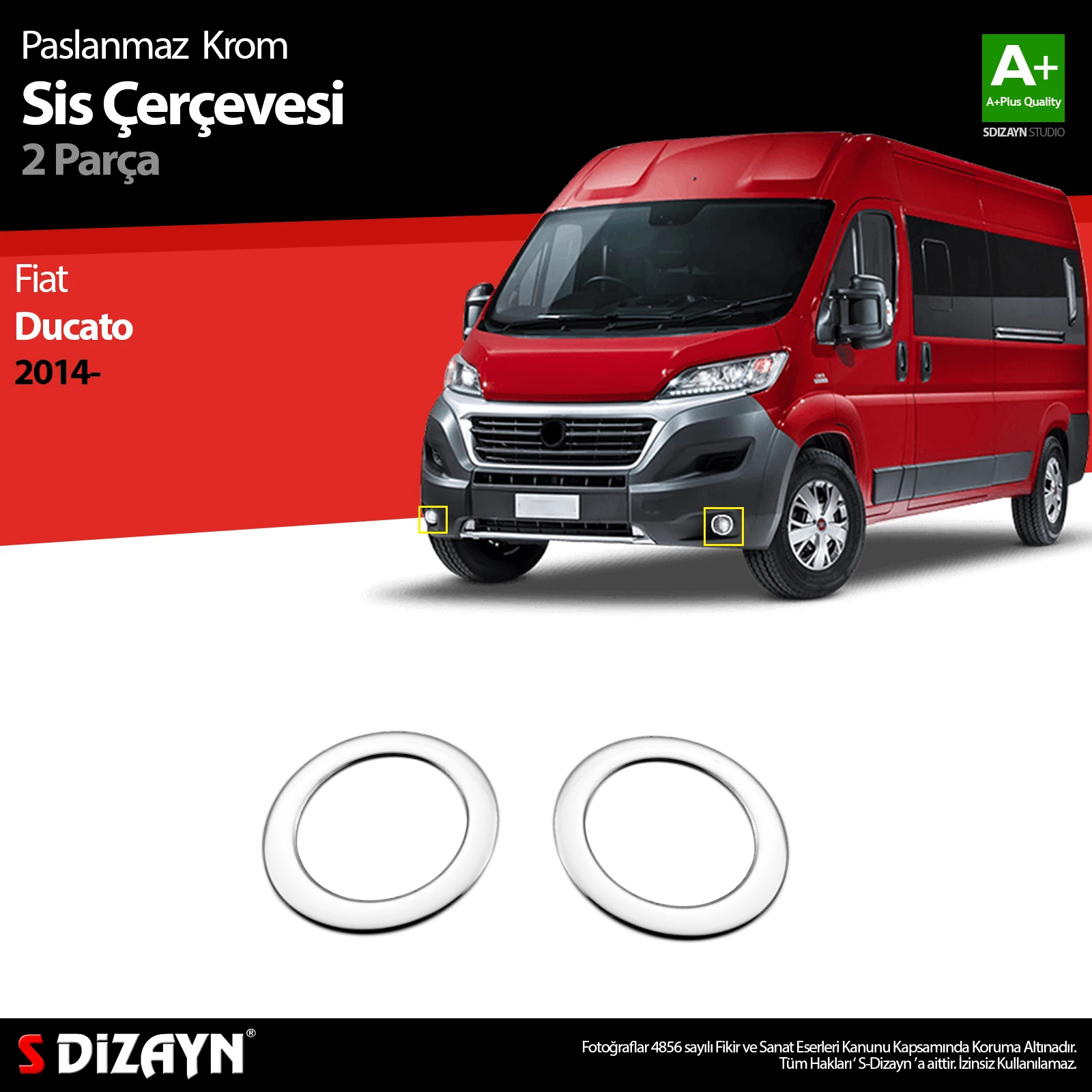 

S Dizayn For Fiat Ducato Chrome Fog Light Frame Stainless Steel 2 Pcs Exterior Car Accessories Parts Auto Products Stickers