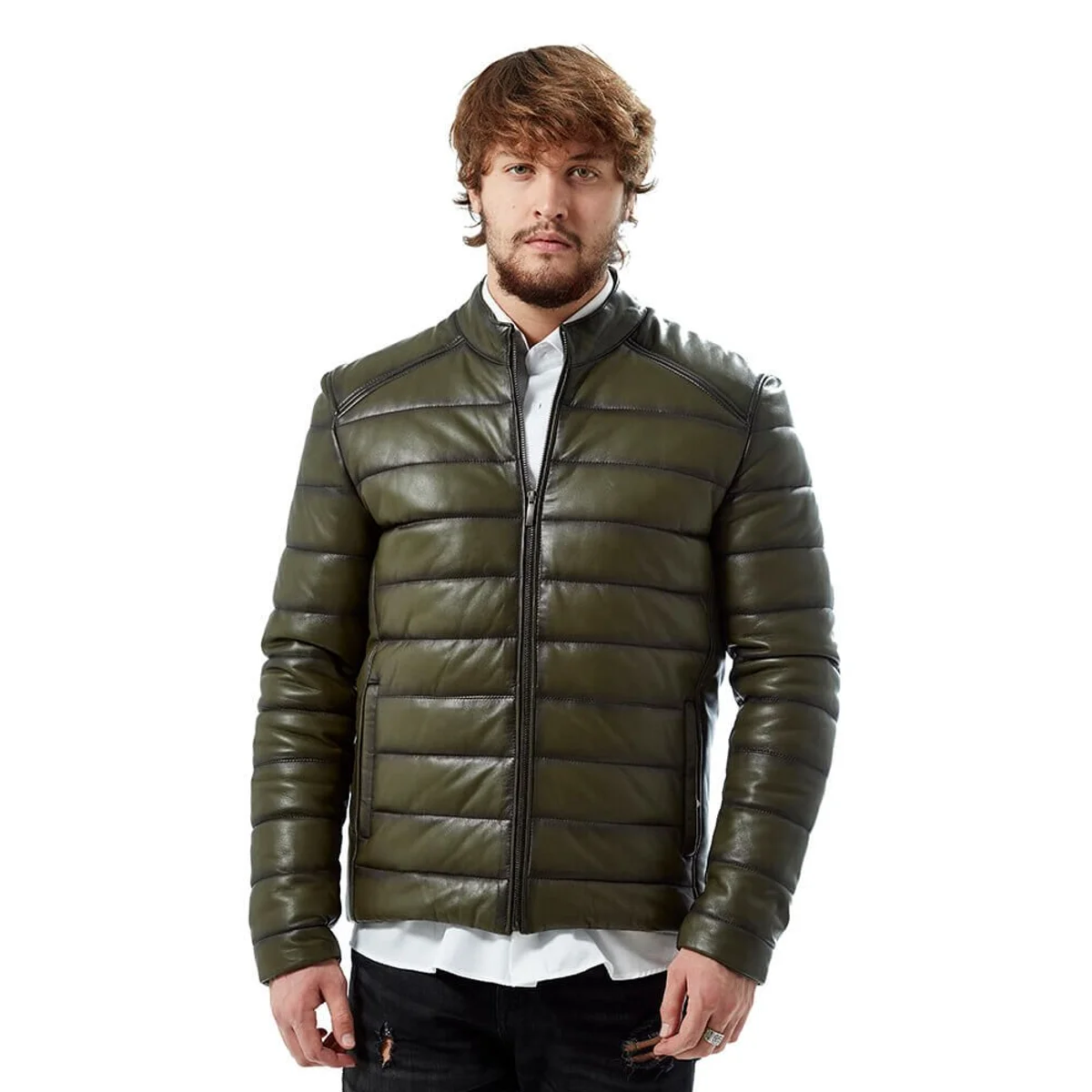 Xanh Bơm Hơi Nam Phối Da Orjinal Da Cừu Thu Đông 2022 Biker Slim Size Lớn VintageTürkiye