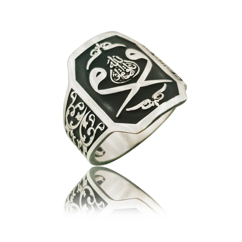 Original Hot Sale Rings Antique 925 Silver Men Ring Vintage Jewelry Arabic Letter Mens Islamic Turkish Zultanite Waav Muslim Ring