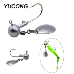 YUCONG 5pcs Exposed Jig Head Hooks Spinner 2g-4g Barbed Fishhooks Spoon Metal Jigging Fishing Hooks For Soft Baits Pesca Tackle