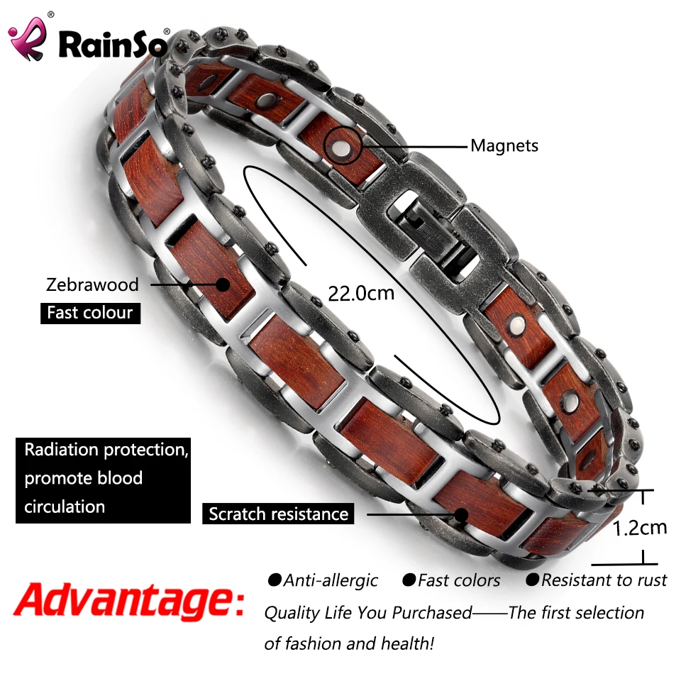 Stainless Steel Bracelet Man Red Sandalwood Baking Paint Bracelet Health Care Magnetic Bracelet Dull Polish Fashion Jewelry