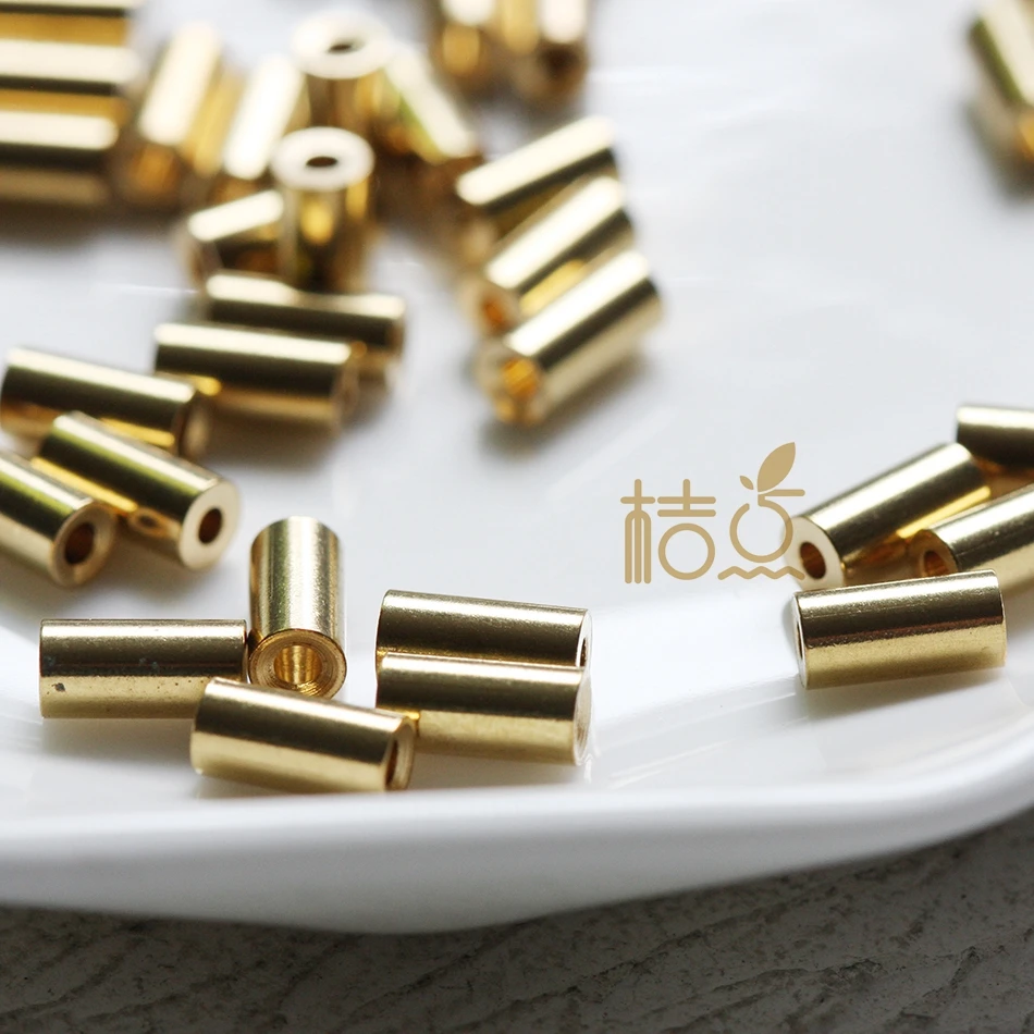 DIY Supply-30 Pieces Solid Raw Brass Finding Spacers - Tube 7x3.5mm (4393C-Q-32)