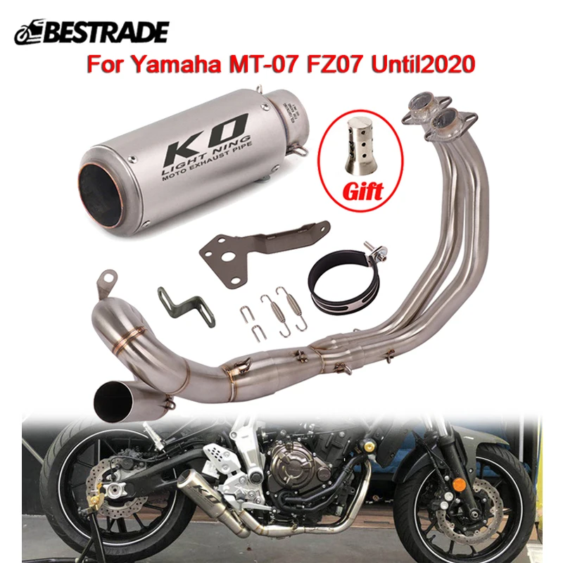 Full Exhaust System For Yamaha MT-07 FZ07 Motorcycle Exhaust Muffler Slip On 51mm Front Mid Connect Link Pipe Stainless Steel