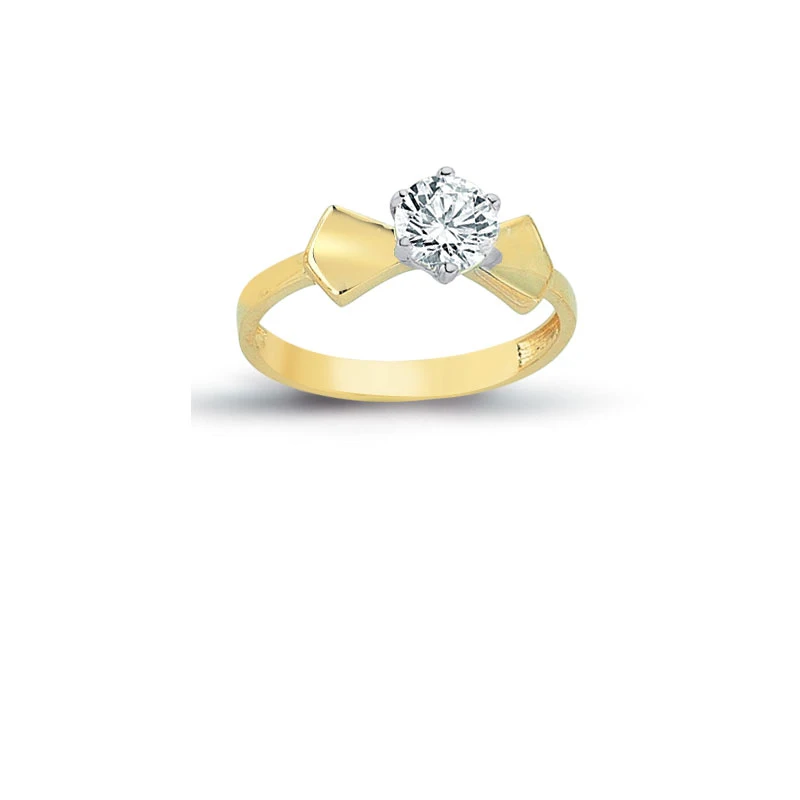 

14K Solid Gold Solitaire Art Deco Engagement Wedding Ring