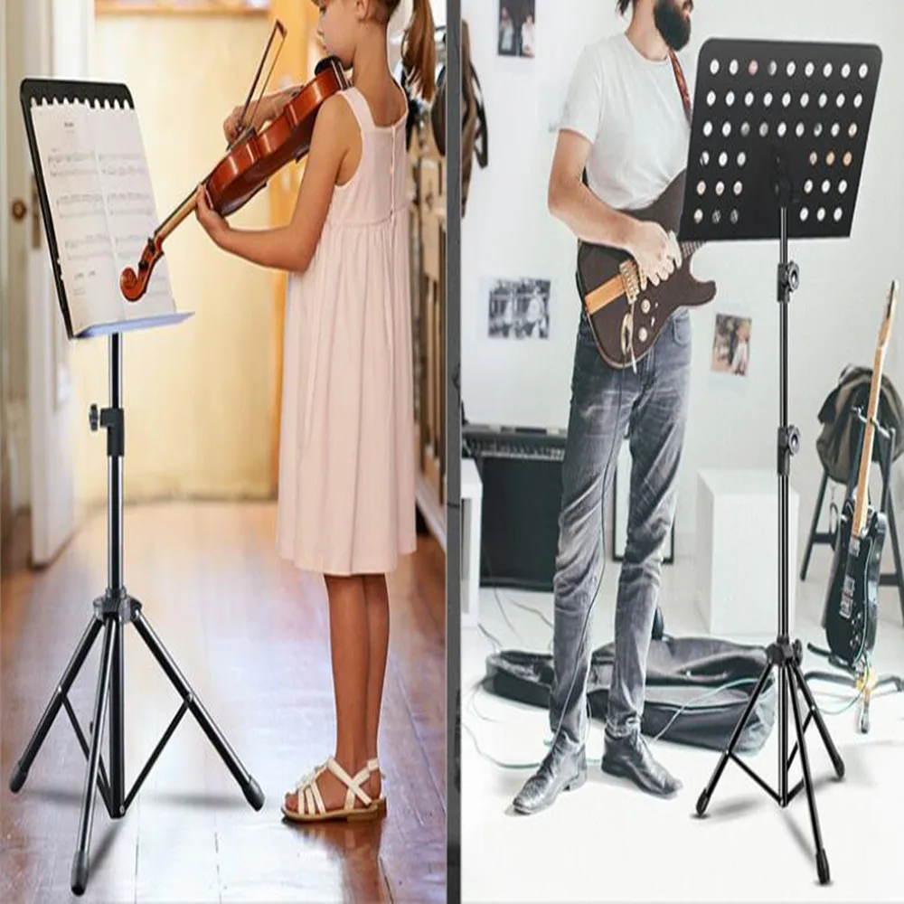 1 x Metal music stand with arms to hold leaves adjustable sheet music height violin tripod guitar GRA ngr