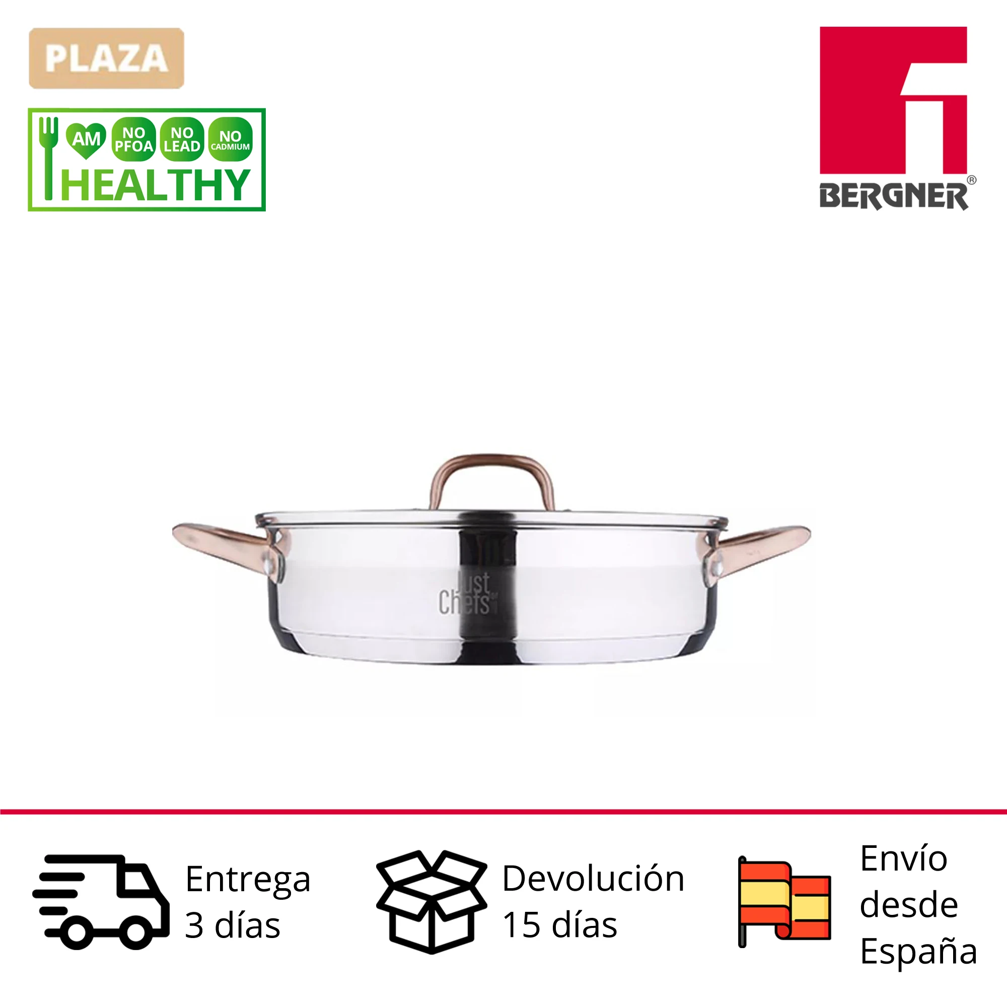 Low pan (3.8L) BERGNER, in stainless steel from the Just for Chefs collection