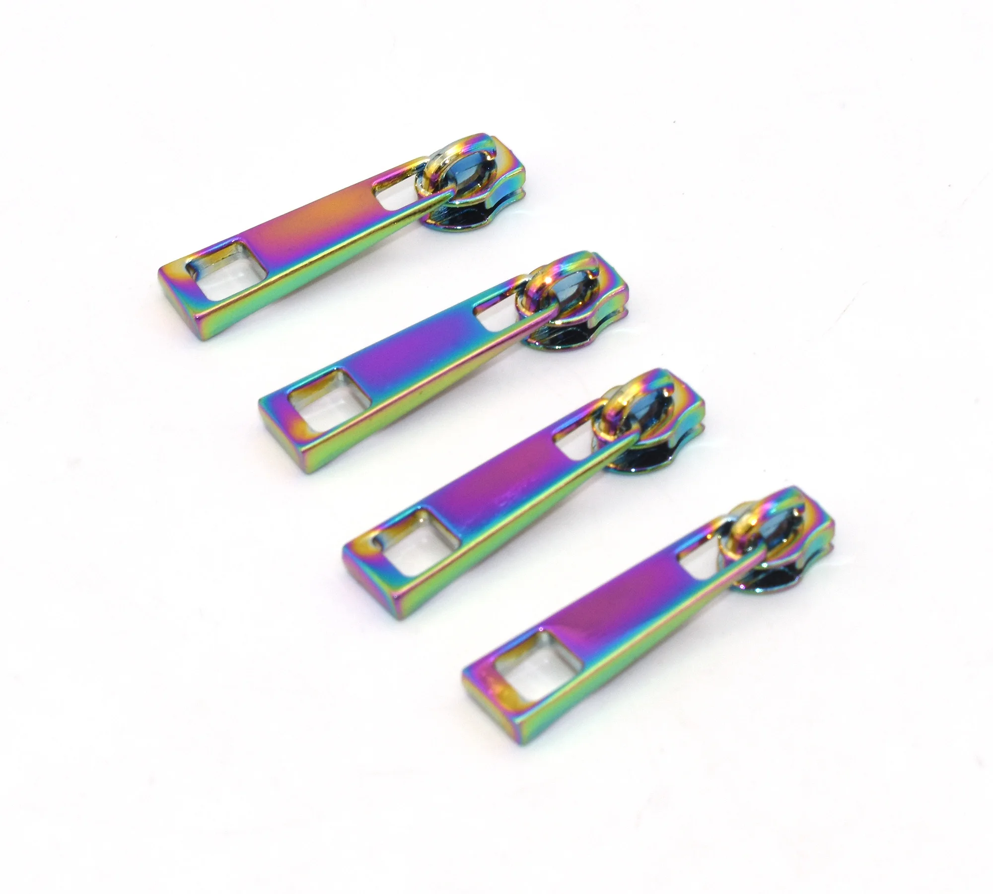 3# Rainbow Zipper Heads Puller Metal Zipper Pull Nylon Coil Zip Puller Head Handmade Zipper Pulls for Sewing Bags Clothing Shoes