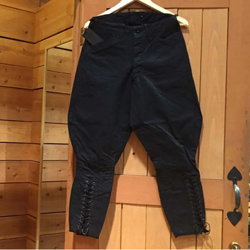 YUTUMM Homemade 40s Jodhpur Pants Metal Button Chino Black Retro Cargo Pants