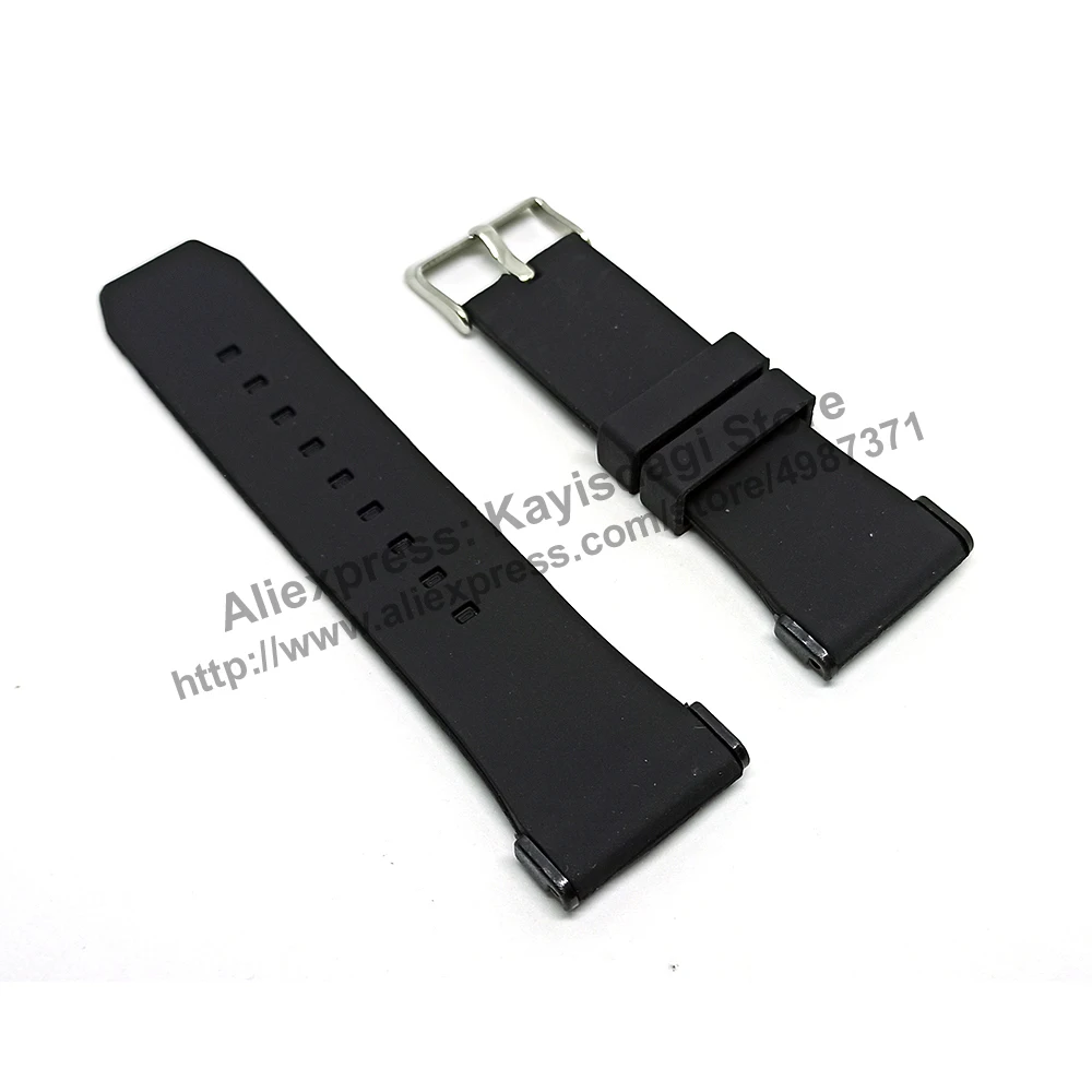 28mm Black Soft Silicone Watch Band Strap Compatible Puma Ultrasize PU102941001 PU102941005 PU102941006 PU102941007 PU103911001