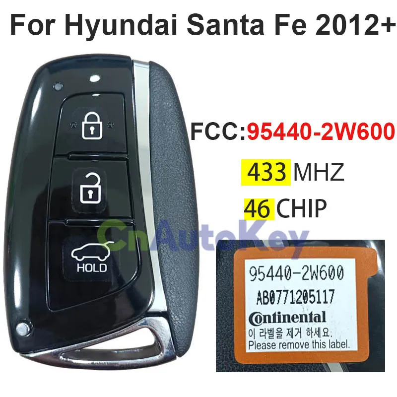 CN020033 OEM/Aftermarket 3 pulsanti Smart Remote Key Fob per Hyundai Santa Fe Keyless Entry 433MHz ID46 Chip FCC 95440-2W600