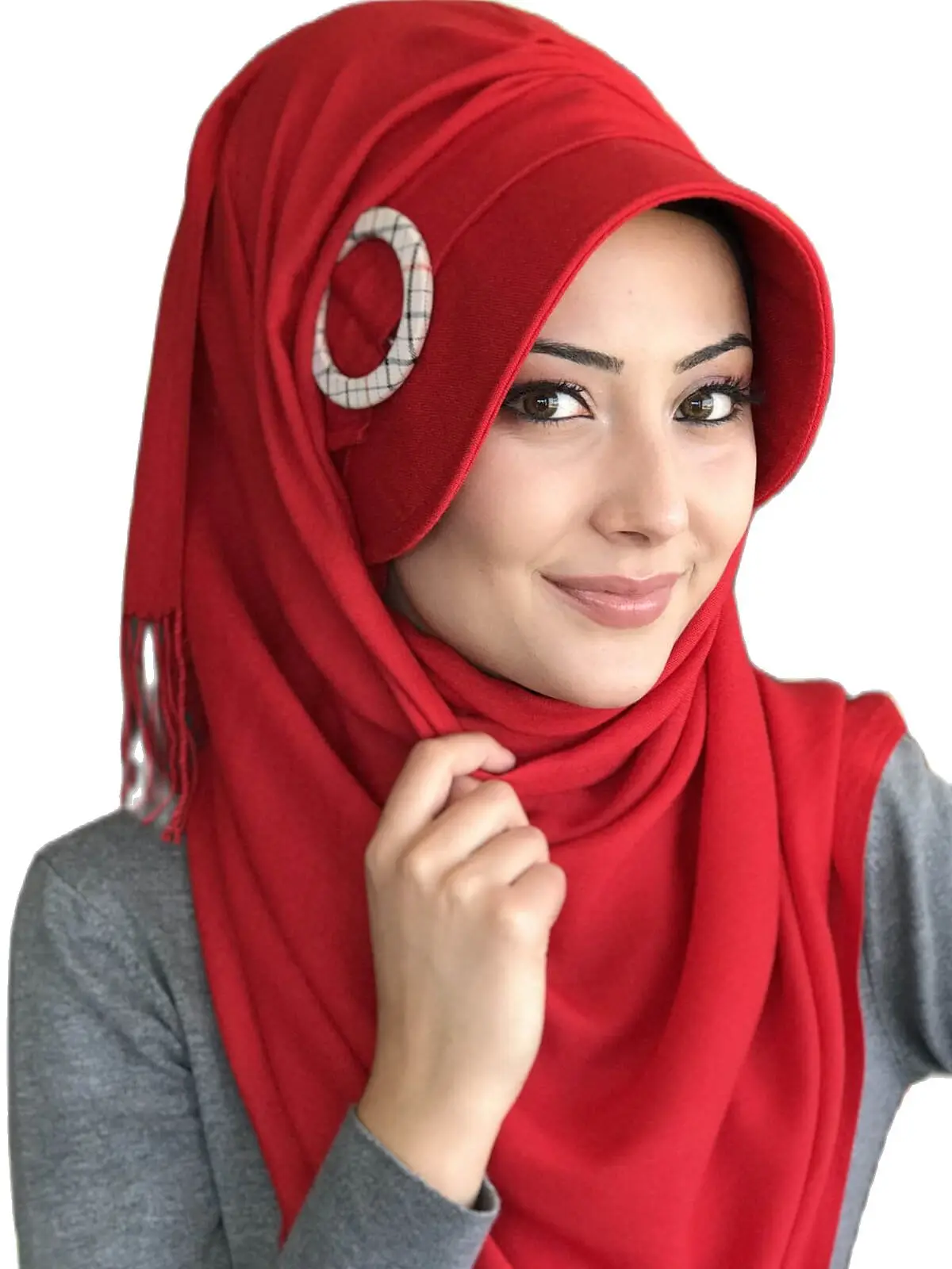 New Fashion Hijab Women 2021 Muslim Hijab Islamic Clothing Turban Kerchief Scarf Bone Beanie Red Rose Color Buckle Hat Shawl