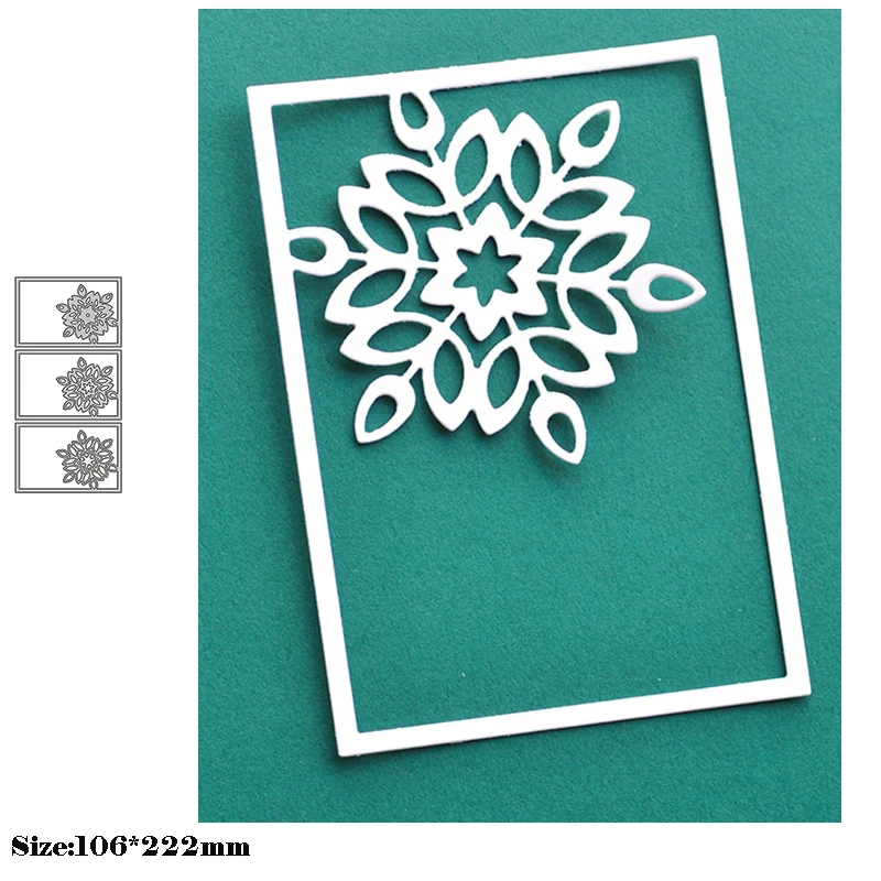 

New Layer Corner Snowflake Rectangle Frame 2022 Metal Cutting Dies for DIY Scrapbooking Card Making Decor Background Stencils