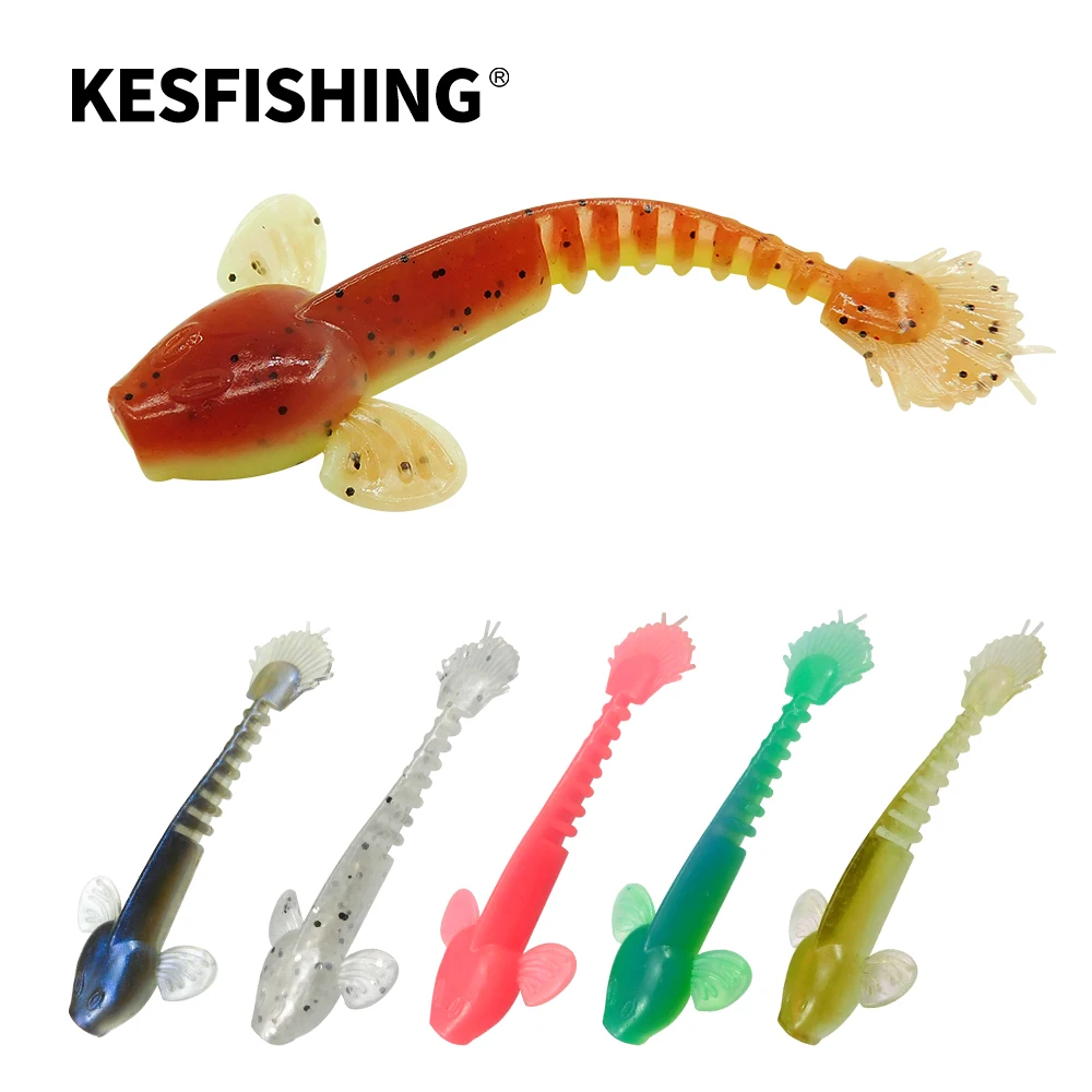 KESFISHING New Fishing Lure Worm Salamander 55mm For Bass Trout Catfish Soft Silicone Bait Shrimp Smell Add Salts