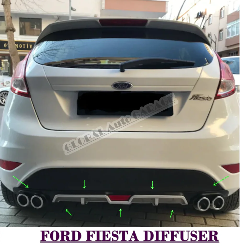 For Ford Fiesta 2009-2017 Diffuser Extension Rear Bumper Attachment Car Styling Auto Accessory Exhaust Universal Spilitter Sill