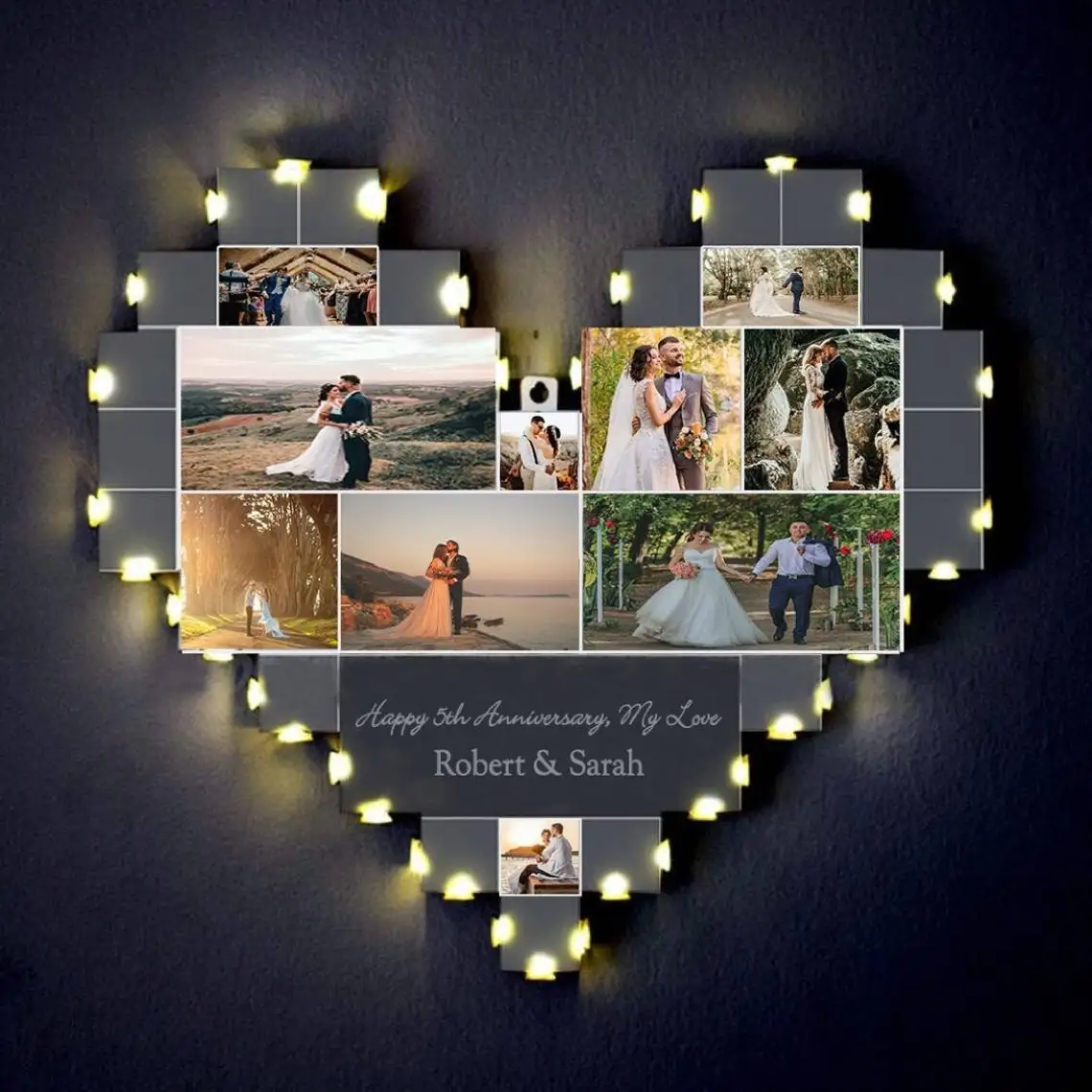 

Personalized Wooden Photo Board Custom Heart Shaped Photo Collage With Led Light Customized Gifts For Wall Decors Birthday Day