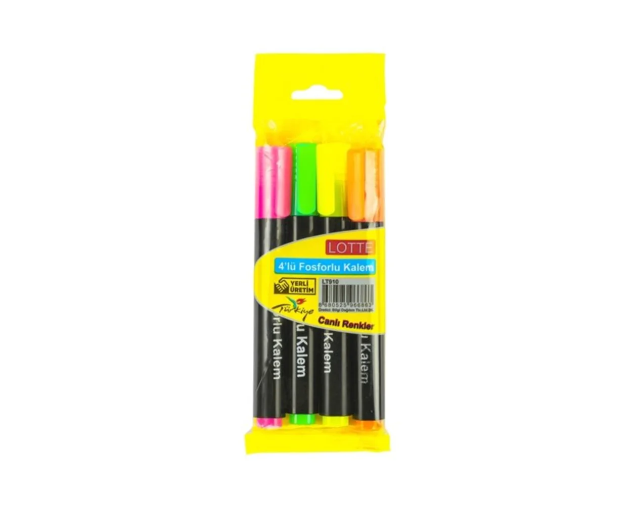 

Free Delivery Lotte 4 Pcs Pink/Yellow/Green/Orange Highlighter Marking Pen Made In Turkey Homework note Reading Designations 2021 Trend