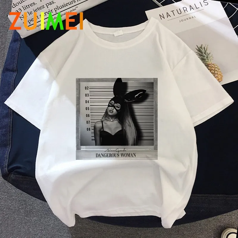 Women Ariana Grande Dangerous Woman Harajuku Print T-shirt Tops 2020 Summer Fashion Short Sleeved T-shirt  Girl,Drop Ship