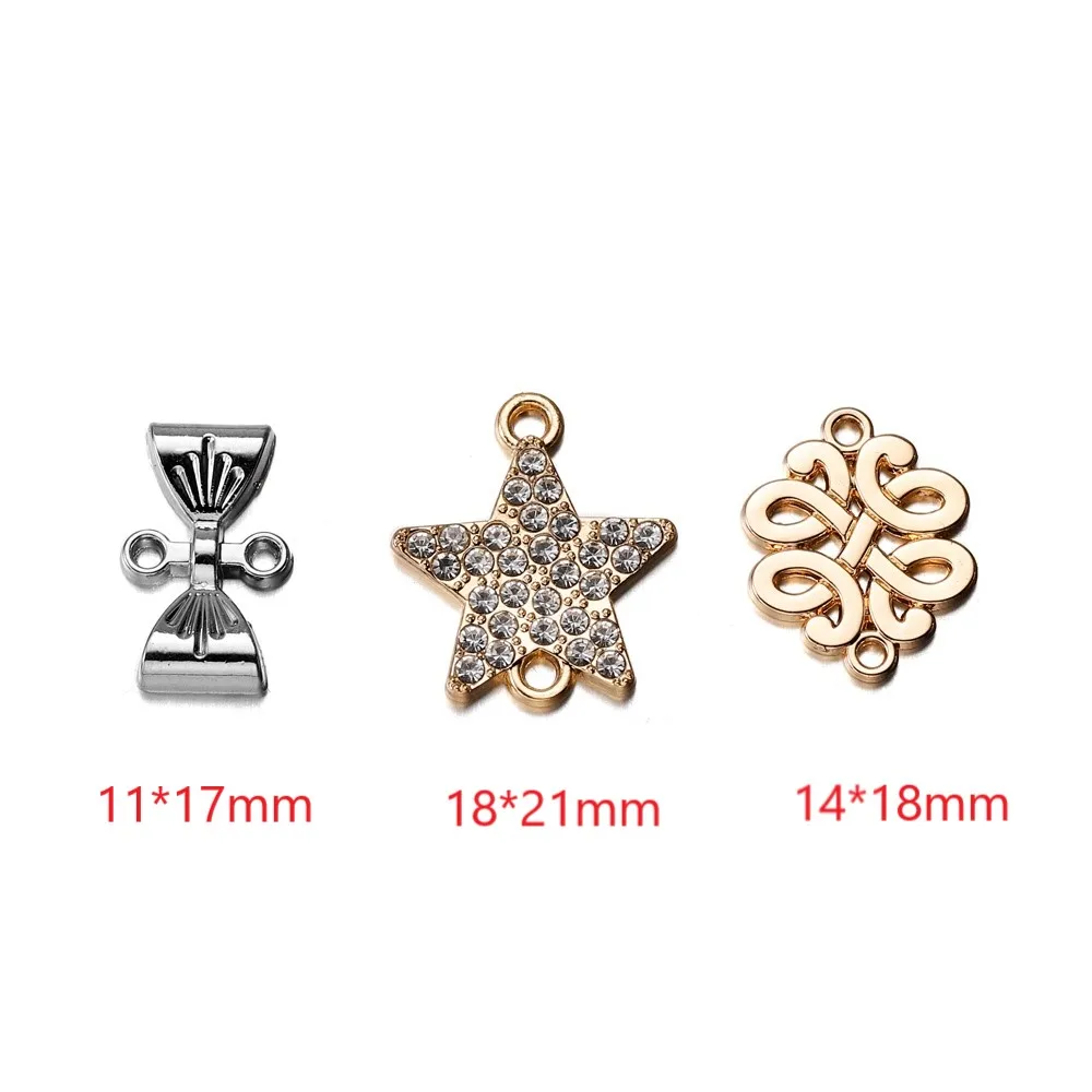 5pcs Star Chinese Knot Antique Style Alloy 2 Holes Silver Color Connect Charms For DIY Jewelry Making Findings Accessories