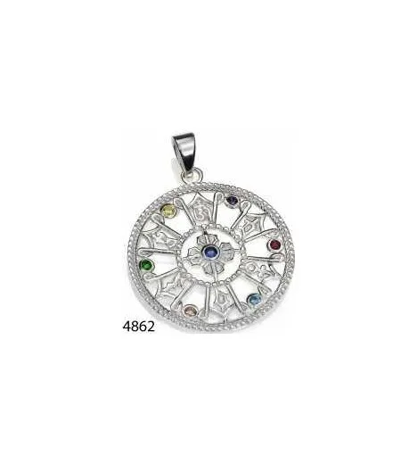 Silver pendant chakra stones mandala