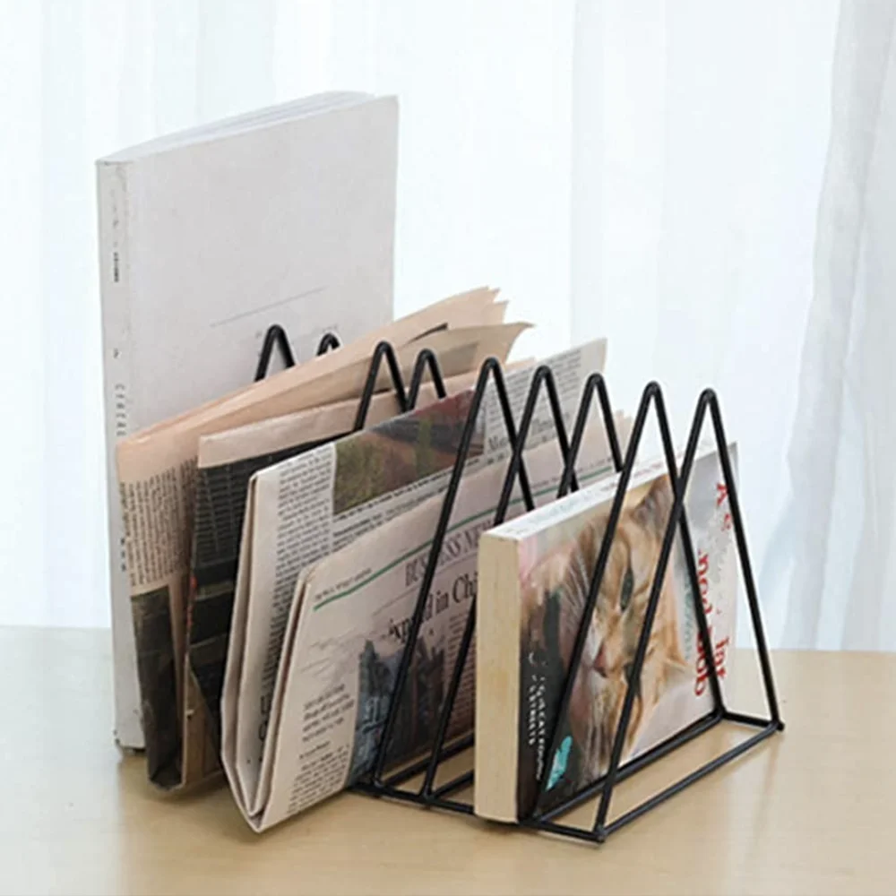 Metal Table Top Book Stand, Newspaper Rack, Dergilik 9 Eye Grid Shelf Decorative Office Data Storage Study Room WD-43B